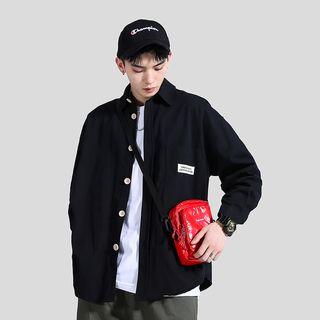 Plain Long-sleeve Pocket Shirt