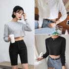 Set Of 2: Round-neck Cropped Sweatshirt