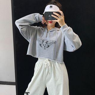 Half-zip Printed Hooded Sweatshirt