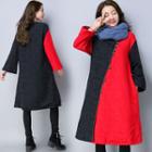 Color Block A-line Padded Coat Dress