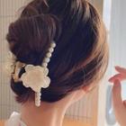 Faux Pearl Flower Hair Claw White - One Size