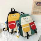 Color Block Lightweight Backpack / Bag Charms / Set