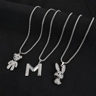 Couple Matching Rhinestone Pendent Chain Necklace