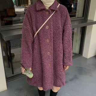 Faux Shearling Jacket Purple - One Size