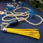 Ceramic Bead Tassel Necklace Twisted - Light Coffee - One Size