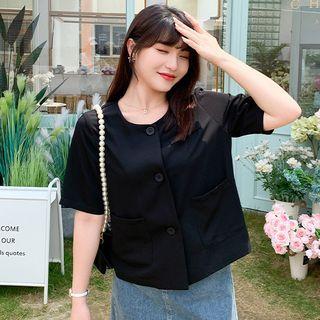 Short-sleeve Plain Cropped Jacket