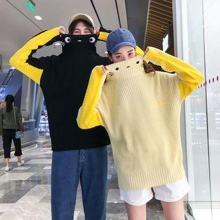Couple Matching Mock Turtleneck Embroidered Sweater