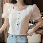 Short-sleeve Mesh Blouse White - One Size