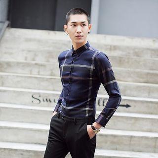 Flannel Plaid Slim-fit Shirt