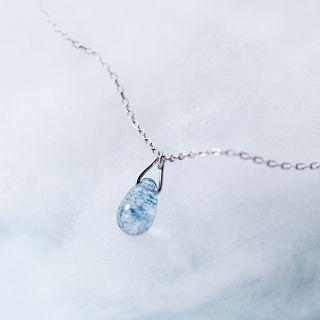 925 Sterling Silver Glass Pendant Necklace S925 Silver Chain - One Size