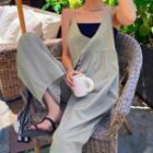 Spaghetti-strap Shirred Baggy Jumpsuit