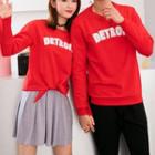 Couple Matching Set: Letter Sweatshirt + A-line Mini Skirt / Sweatpants