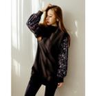 Sequined-sleeve Long Knit Top