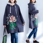 Flower Print Hoodie Dress Gray - One Size