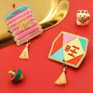 Embroidered Tasseled Brooch