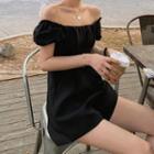 Off-shoulder Puff-sleeve Wide-leg Playsuit