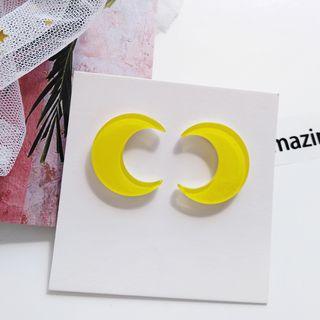 Moon Earring Stud Earring - 1 Pair - Yellow - One Size
