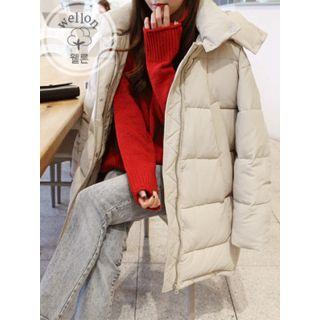Detachable-hood Funnel-neck Padded Jacket