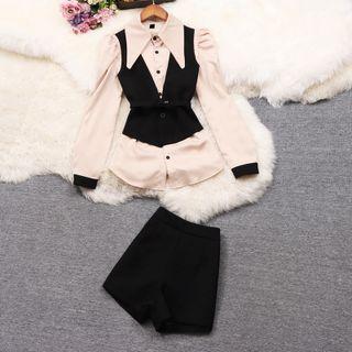Mock Two-piece Shirt / Dress Shorts / Set