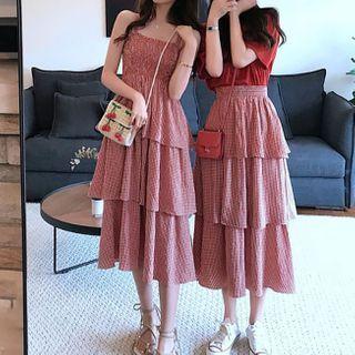 Check Layered Maxi Skirt