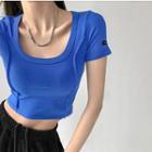Stitched Slim-fit Crop T-shirt In 6 Colors