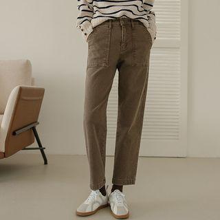 Patch-pocket Napped Baggy Pants