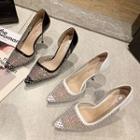 Rhinestone Mesh Pointed High Heel Pumps
