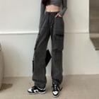High-waist Cargo Wide-leg Jeans