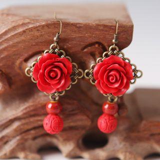 Ceramic Flower Dangle Earring As Shown In Figure - One Size