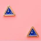 Triangle Star Ear Stud 1 Pair - 925 Silver Needle - Gold & Blue - One Size