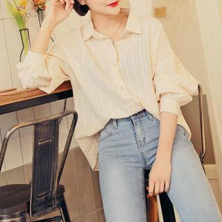 Puff-sleeve Textured Shirt
