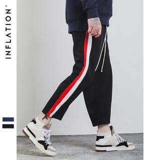 Straight-cut Striped Cropped Pants