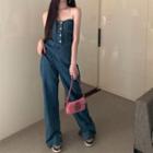 Off-shoulder Denim Jumpsuit