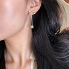 Bow Alloy Rhinestone Dangle Earring 1 Pair - Gold & Transparent - One Size
