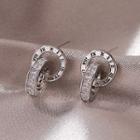 Rhinestone Roman Numeral Interlocking Hoop Dangle Earring