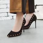 Studded Faux Leather High-heel Pumps