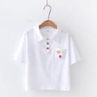 Short-sleeve Flower Accent Polo Shirt