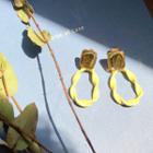 Twisted Hoop Dangle Earrings Yellow - One Size