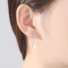 Sterling Silver Fashion Simple Long Geometric Earrings Silver - One Size