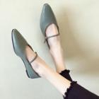 Faux Leather Mary Jane Pointed Flats