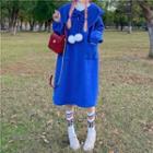 Long-sleeve A-line Dress Blue - One Size