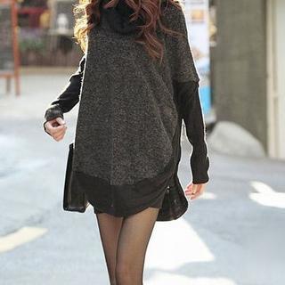 Cowl-neck Panel Loose-fit Knit Top