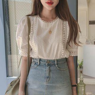 Short-sleeve Lace Cutout Top