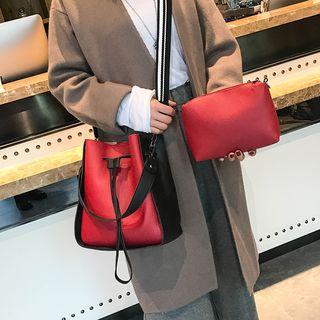 Drawstring Panel Cross Bag With Pouch