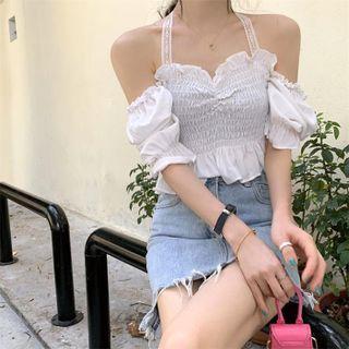 Plain Ruched Off-shoulder Camisole Top