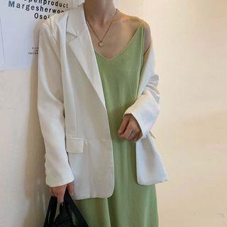 Spaghetti Strap Midi A-line Knit Dress