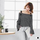 Strapped Off-the-shoulder Striped Top