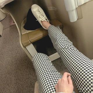 Slit Boot-cut Check / Dot Pants