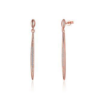 Simple Fashion Plated Rose Gold Geometric Lines Cubic Zircon Earrings Rose Gold - One Size