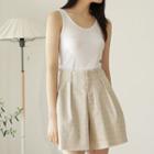 Pintuck-trim Shorts